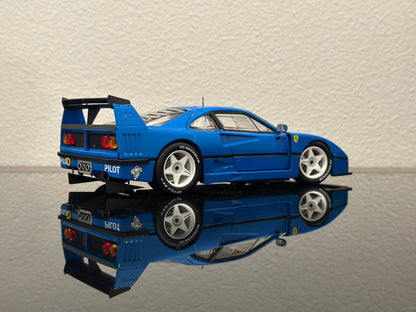 Hot Wheels Elite 1995 Ferrari F40 'Custom Blue Project Car' 1/18 Scale Diecast Model Car - Product Image