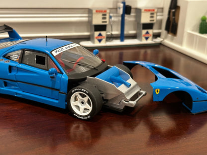 Hot Wheels Elite 1995 Ferrari F40 'Custom Blue Project Car' 1/18 Scale Diecast Model Car - Product Image