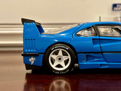 Hot Wheels Elite 1995 Ferrari F40 'Custom Blue Project Car' 1/18 Scale Diecast Model Car - Product Image