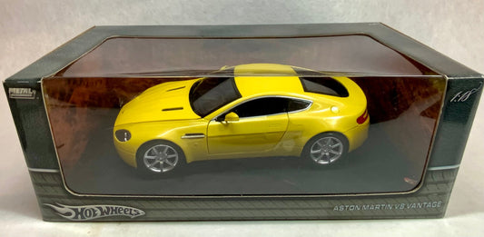 Hot Wheels Elite Aston Martin Vantage Yellow 1/18 Scale Diecast Model Car - Product Image