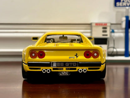 Hot Wheels Elite Ferrari 288 GTO Yellow 1/18 Scale Diecast Model Car | In Box - Product Image