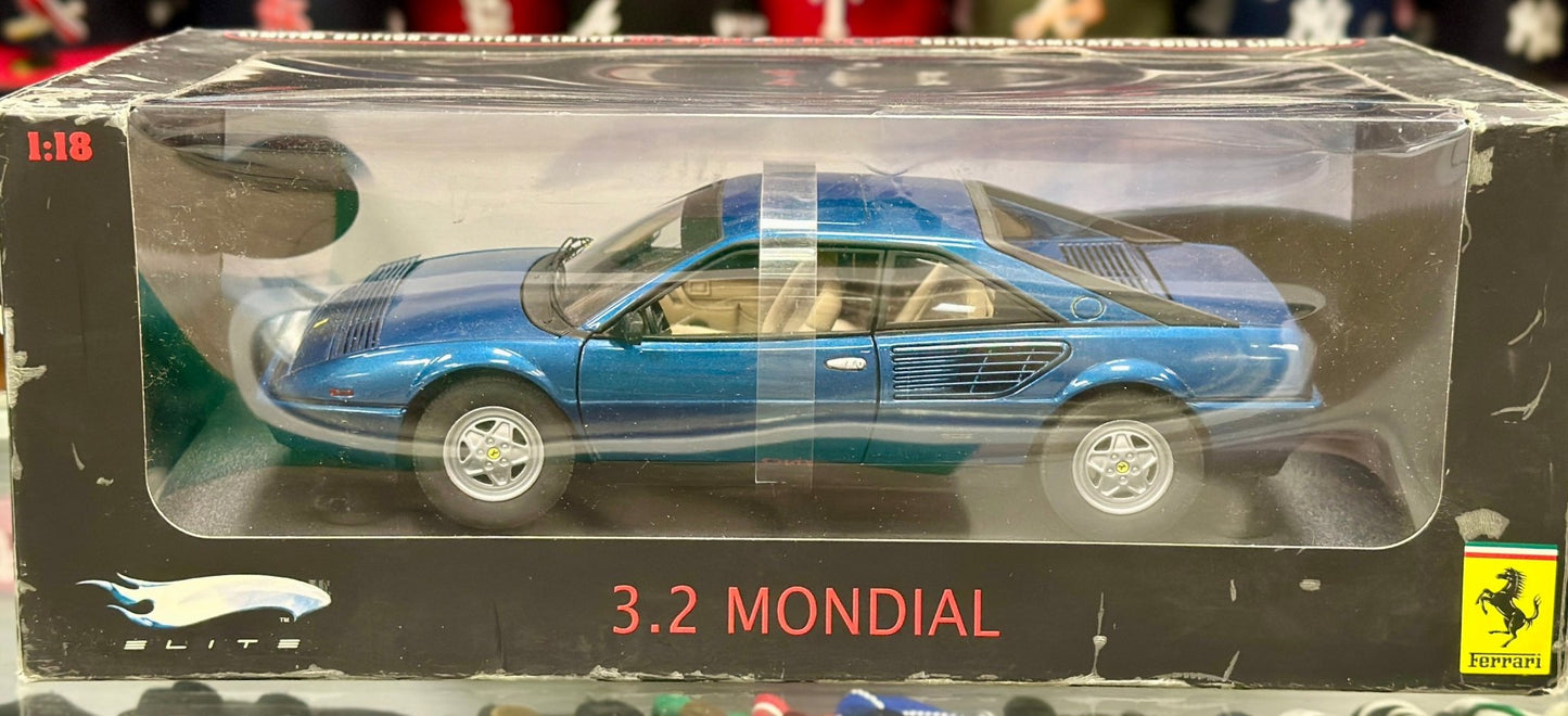Hot Wheels Elite Ferrari 3.2 Mondial Blue 1/18 Scale Diecast Model Car | Limited Edition - Product Image