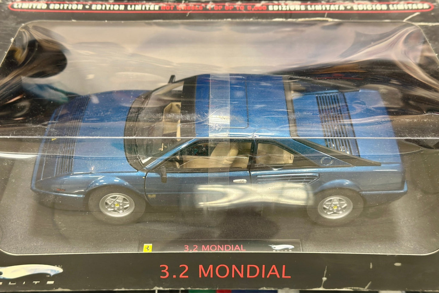 Hot Wheels Elite Ferrari 3.2 Mondial Blue 1/18 Scale Diecast Model Car | Limited Edition - Product Image