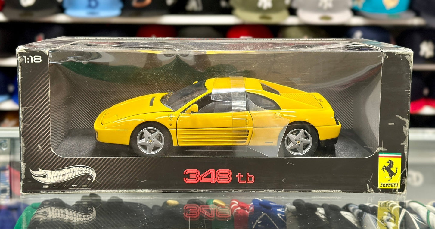Hot Wheels Elite Ferrari 348 TB Yellow 1/18 Scale Diecast Model Car | New - Product Image