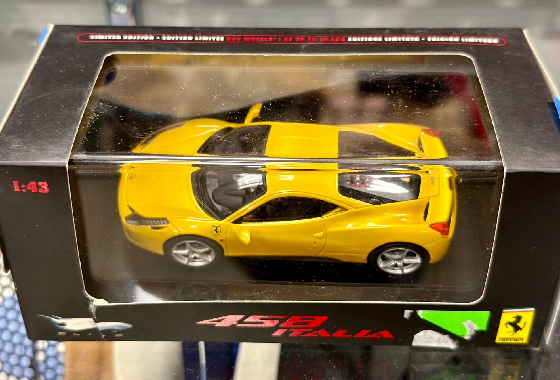 Hot Wheels Elite Ferrari 458 Italia Yellow 1/43 Scale Diecast Model Car | New - Product Image