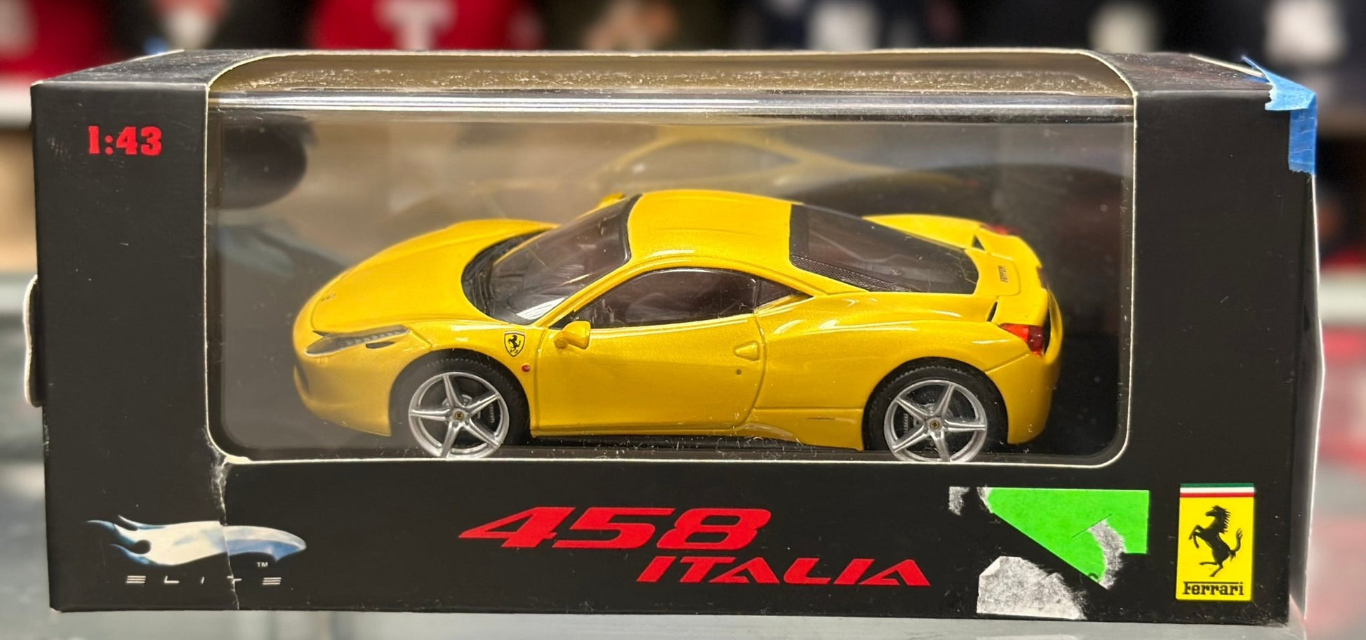 Hot Wheels Elite Ferrari 458 Italia Yellow 1/43 Scale Diecast Model Car | New - Product Image