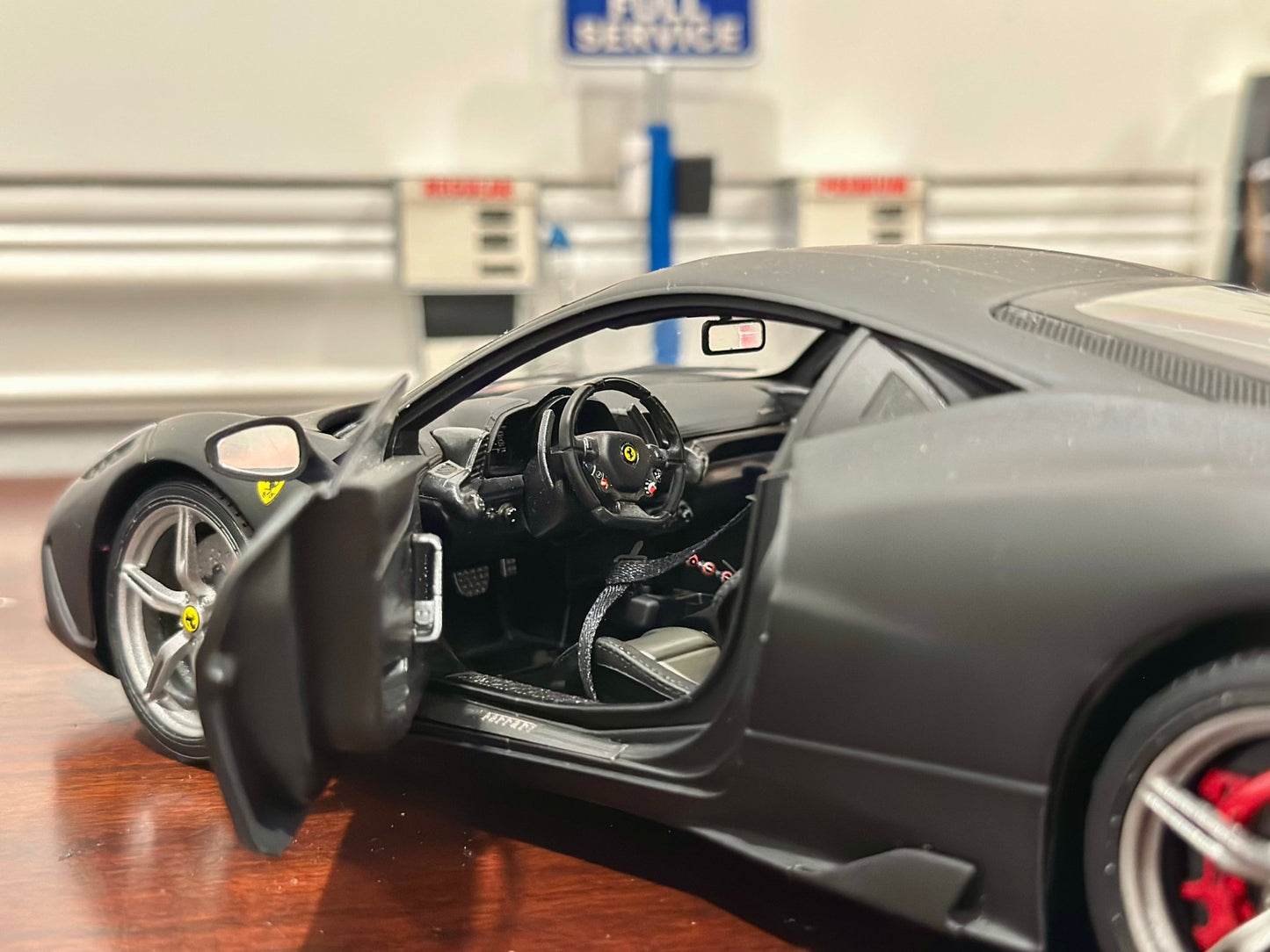 Hot Wheels Elite Ferrari 458 Speciale Matte Black w/ Gray Wheels 1/18 Scale Diecast Model Car | Limited Edition - Product Image