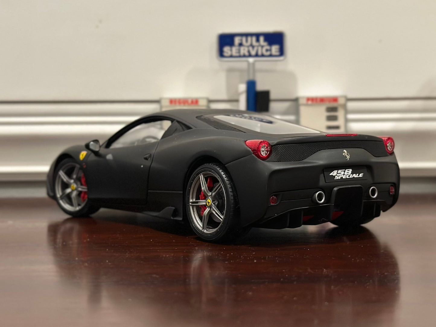 Hot Wheels Elite Ferrari 458 Speciale Matte Black w/ Gray Wheels 1/18 Scale Diecast Model Car | Limited Edition - Product Image