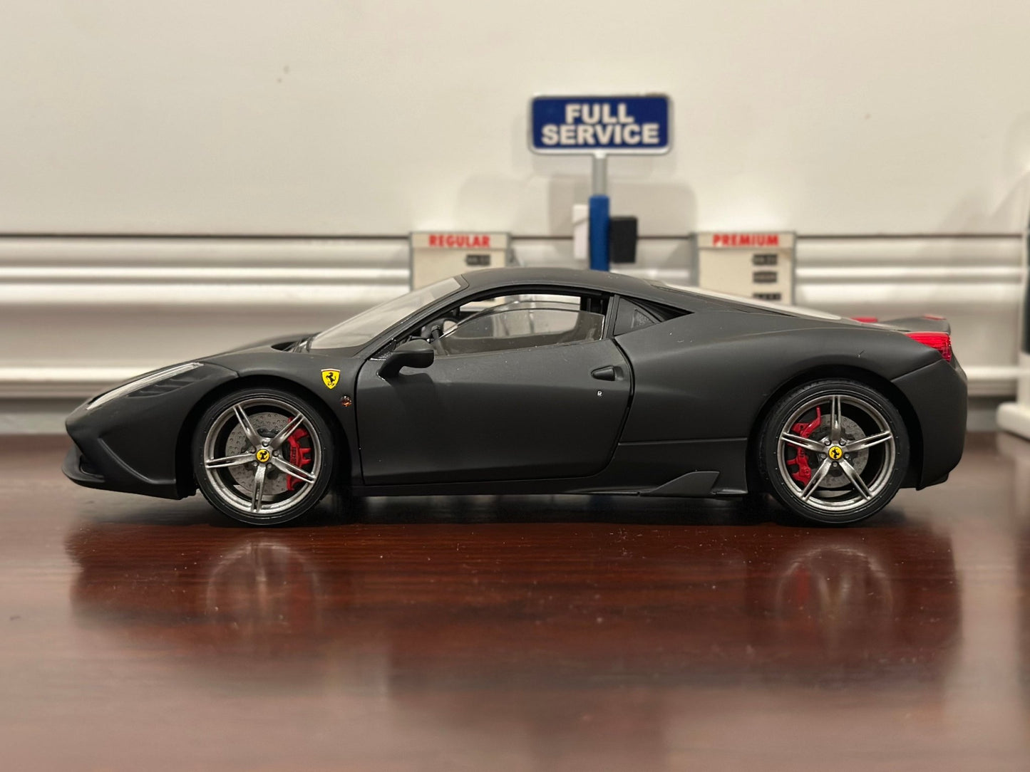 Hot Wheels Elite Ferrari 458 Speciale Matte Black w/ Gray Wheels 1/18 Scale Diecast Model Car | Limited Edition - Product Image