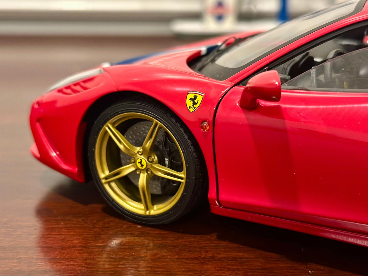 Hot Wheels Elite Ferrari 458 Speciale Red w/ Gold Wheels 1/18 Scale Diecast Model Car | Limited Edition - Product Image