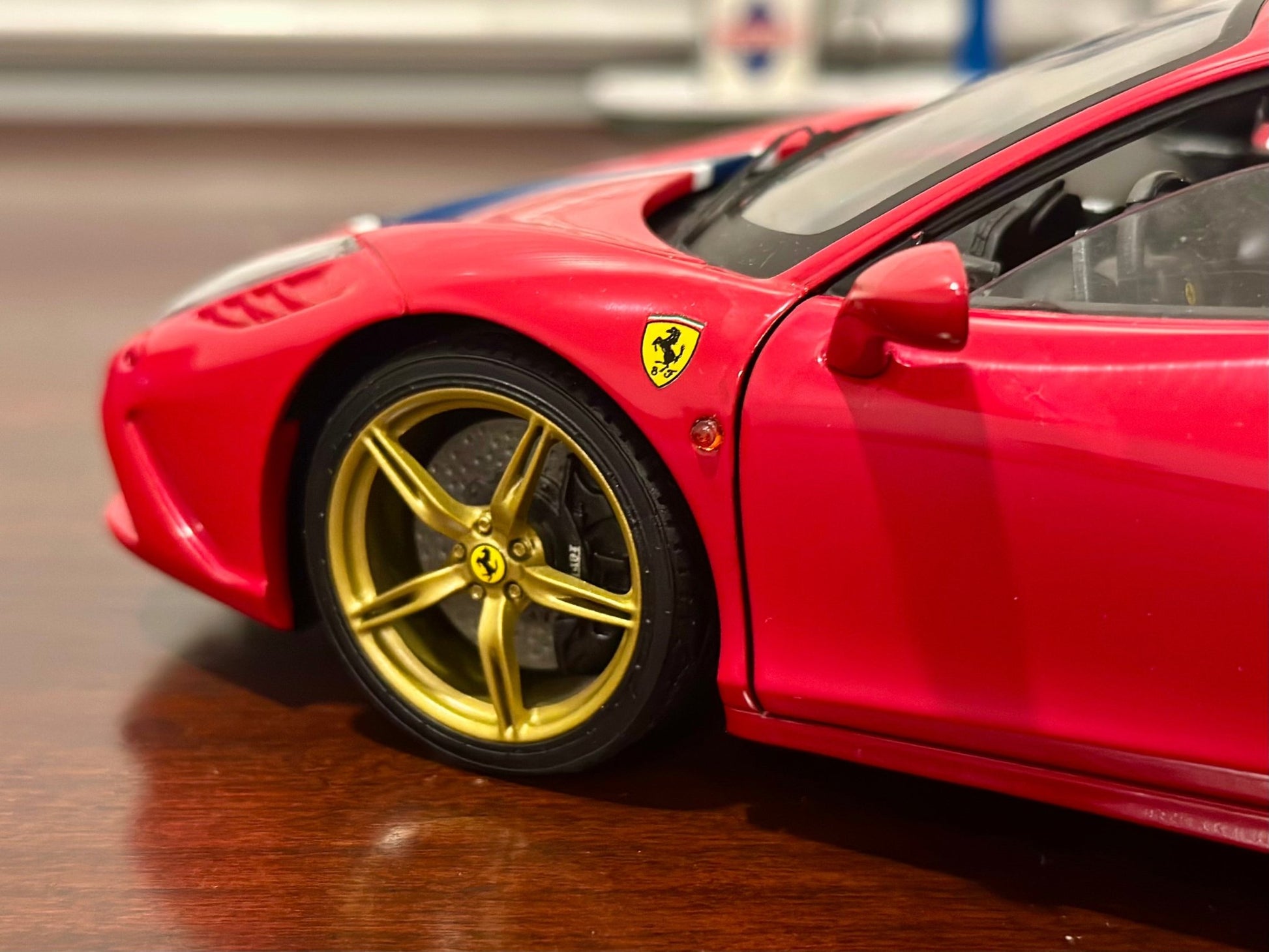 Hot Wheels Elite Ferrari 458 Speciale Red w/ Gold Wheels 1/18 Scale Diecast Model Car | Limited Edition - Product Image