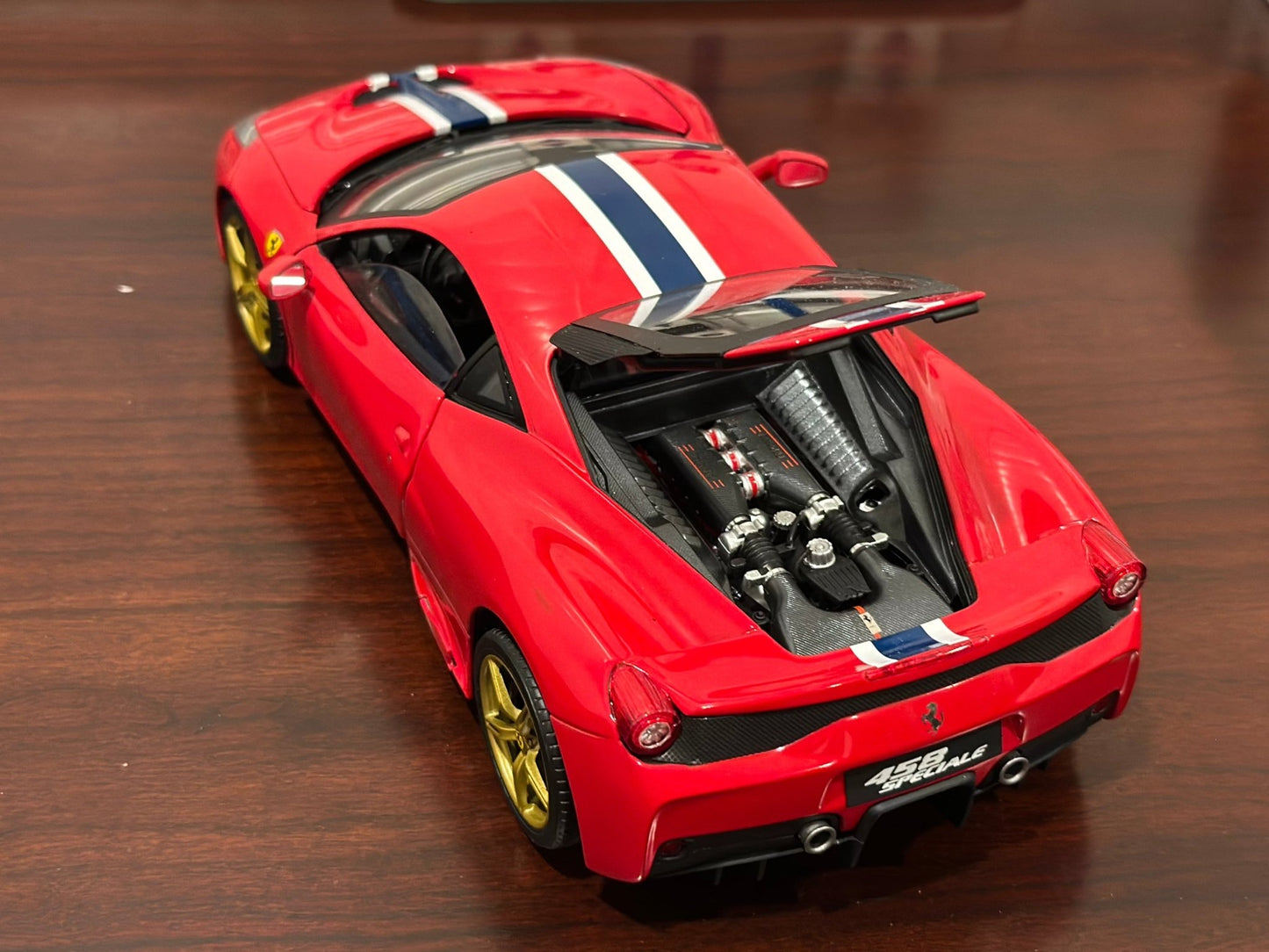 Hot Wheels Elite Ferrari 458 Speciale Red w/ Gold Wheels 1/18 Scale Diecast Model Car | Limited Edition - Product Image