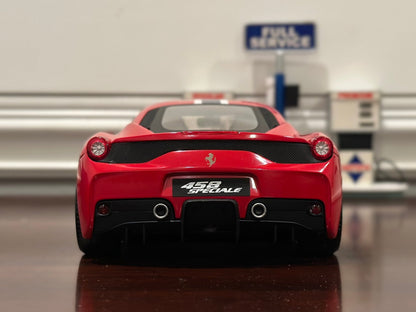 Hot Wheels Elite Ferrari 458 Speciale Red w/ Gold Wheels 1/18 Scale Diecast Model Car | Limited Edition - Product Image
