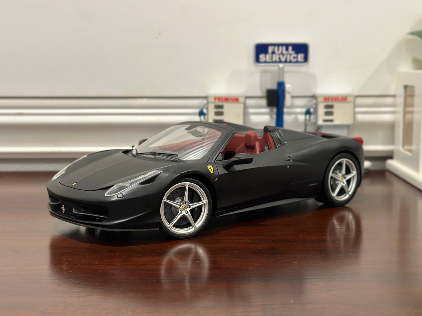 Hot Wheels Elite Ferrari 458 Spider Matte Black 1/18 Scale Diecast Model Car | Limited Edition - Product Image