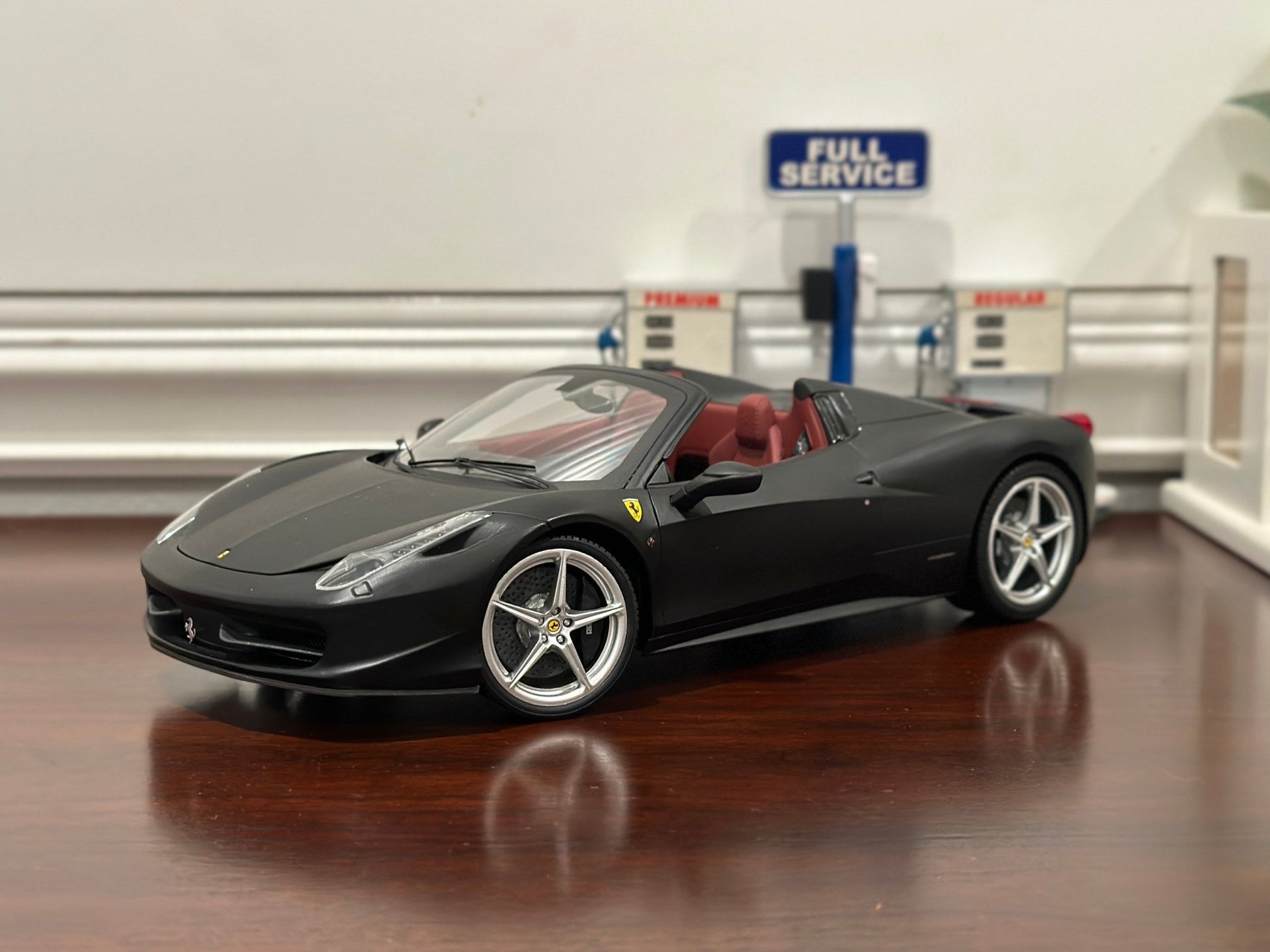 Hot Wheels Elite Ferrari 458 Spider Matte Black 1/18 Scale Diecast Model Car | Limited Edition - Product Image
