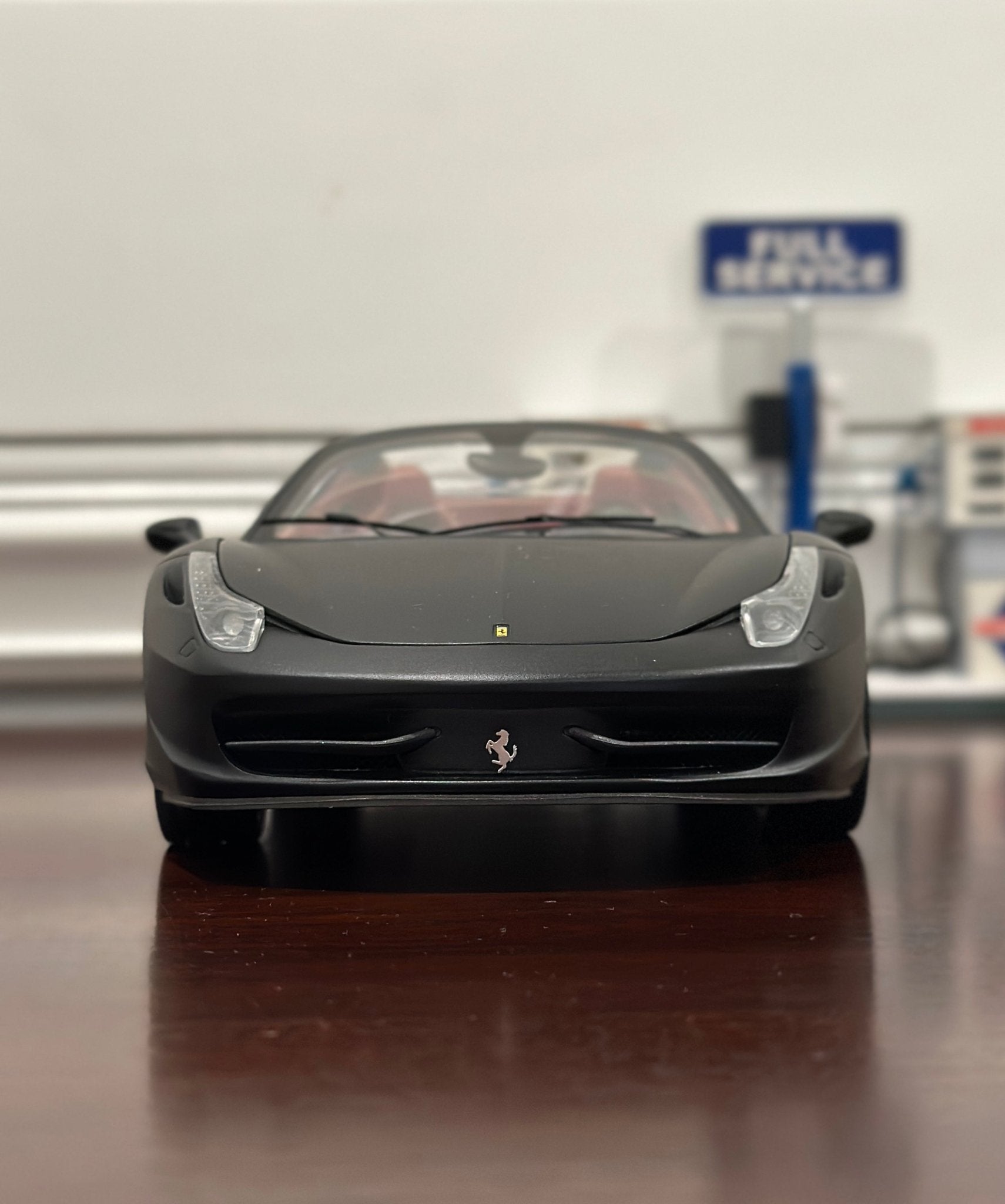 Hot Wheels Elite Ferrari 458 Spider Matte Black 1/18 Scale Diecast Model Car | Limited Edition - Product Image