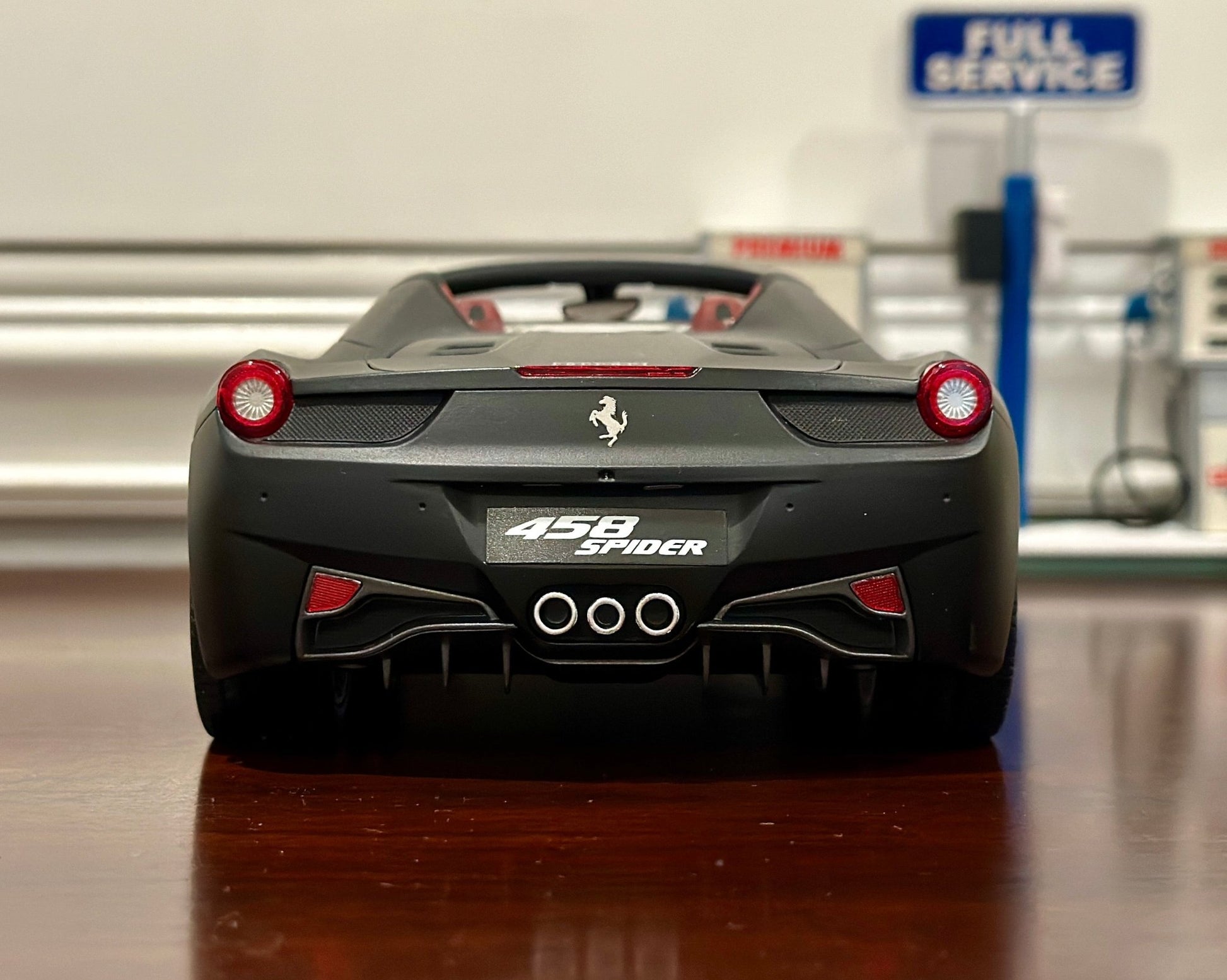 Hot Wheels Elite Ferrari 458 Spider Matte Black 1/18 Scale Diecast Model Car | Limited Edition - Product Image