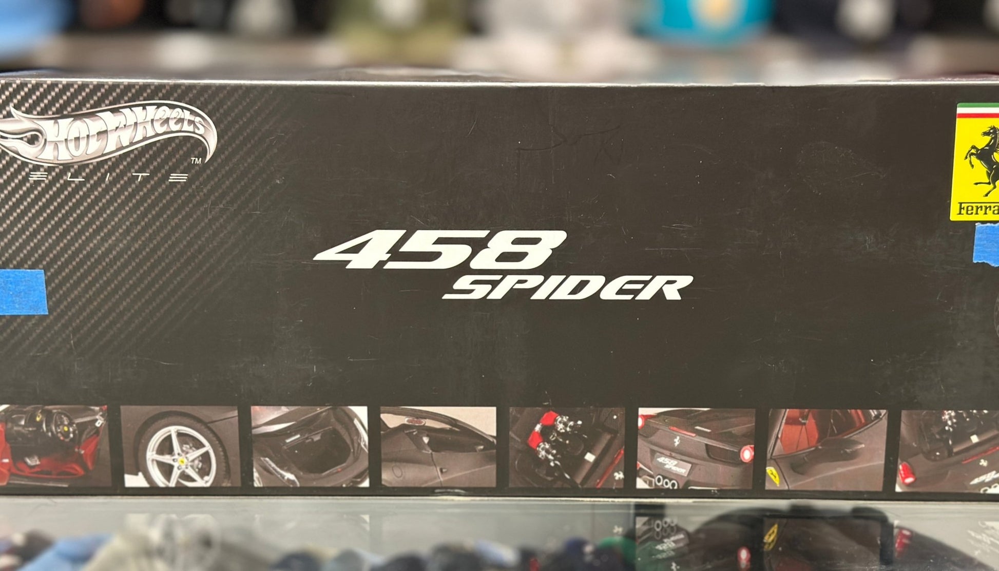 Hot Wheels Elite Ferrari 458 Spider Matte Black 1/18 Scale Diecast Model Car | New - Product Image