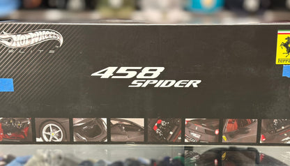 Hot Wheels Elite Ferrari 458 Spider Matte Black 1/18 Scale Diecast Model Car | New - Product Image