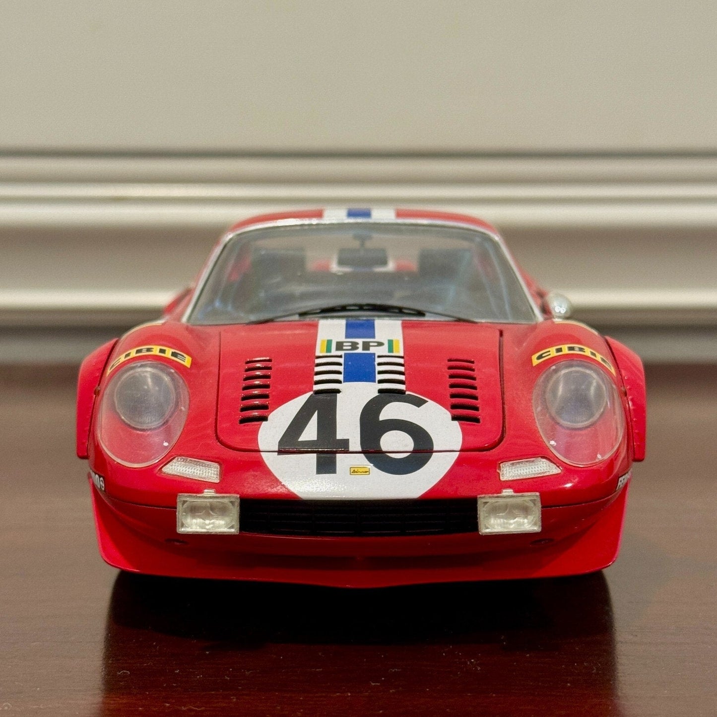 Hot Wheels Elite Ferrari Dino 246 GT Race Configuration 1/18 Scale Diecast Model Car | Limited Edition - Product Image