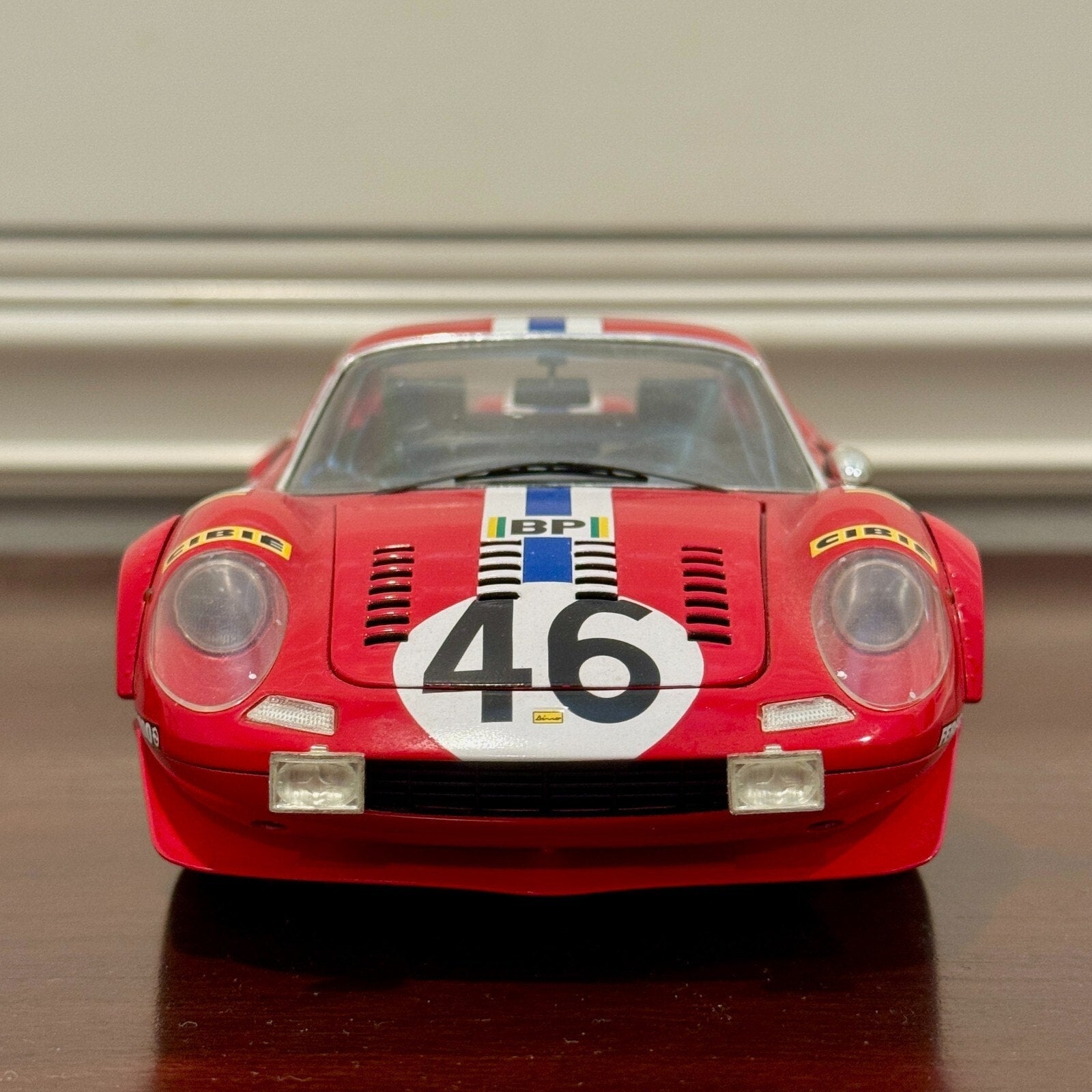 Hot Wheels Elite Ferrari Dino 246 GT Race Configuration 1/18 Scale Diecast Model Car | Limited Edition - Product Image
