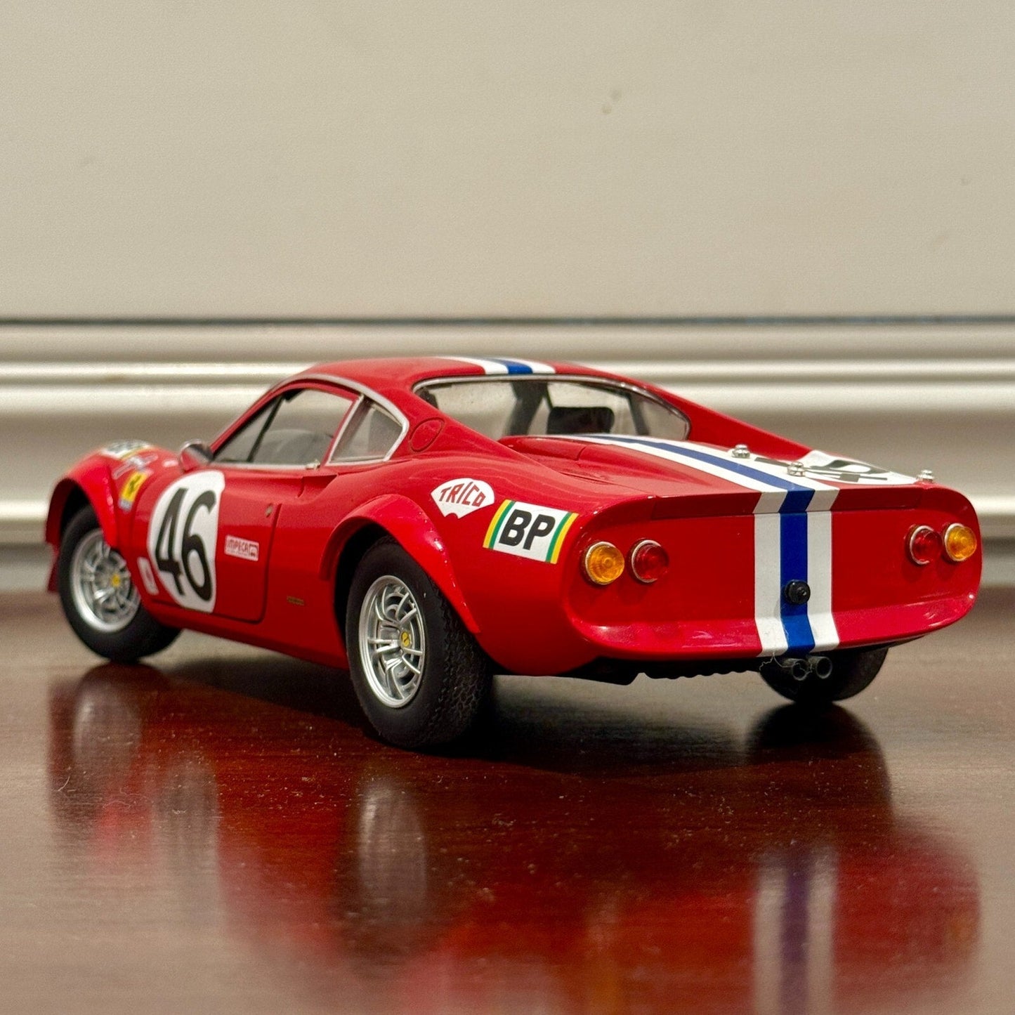 Hot Wheels Elite Ferrari Dino 246 GT Race Configuration 1/18 Scale Diecast Model Car | Limited Edition - Product Image