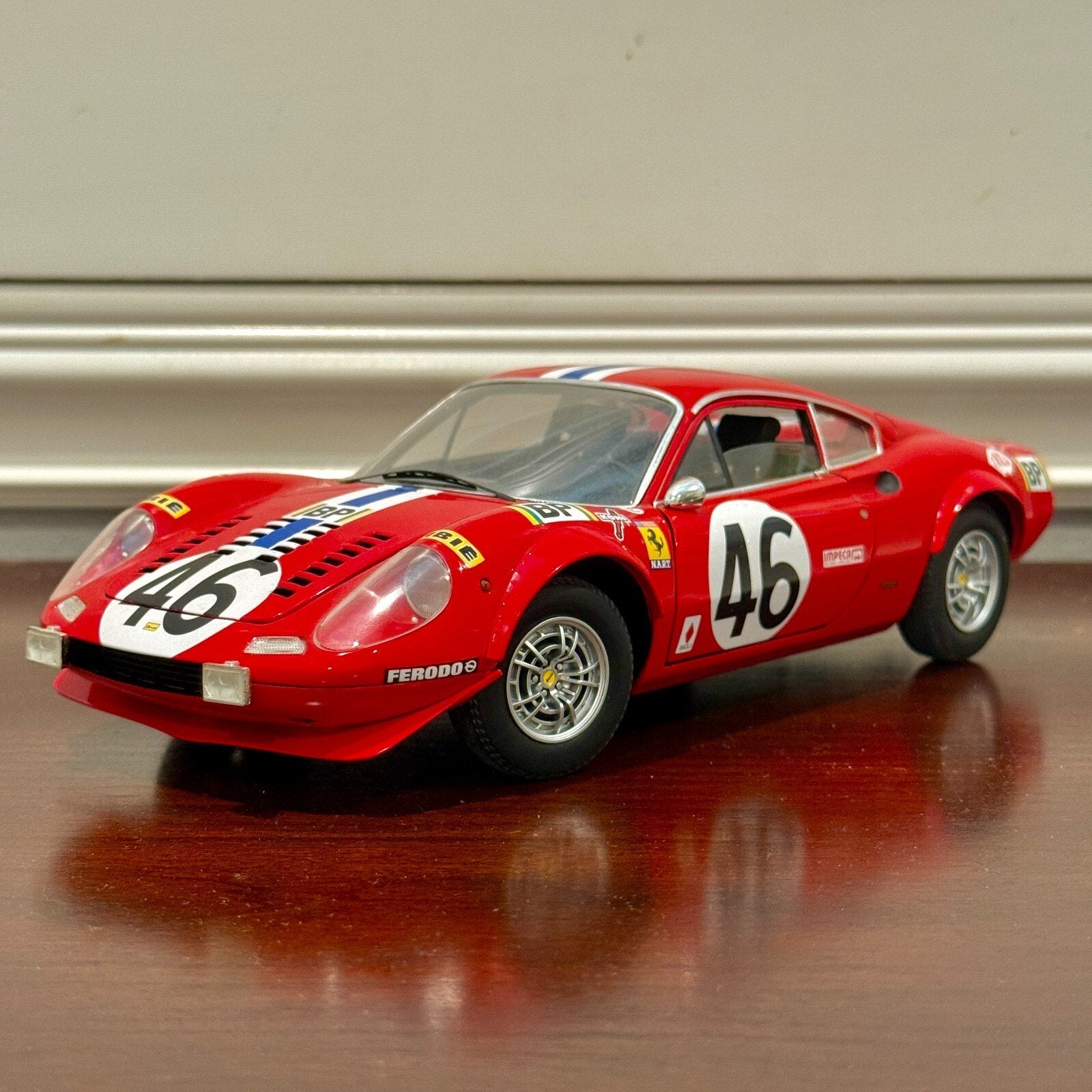 Hot Wheels Elite Ferrari Dino 246 GT Race Configuration 1/18 Scale Diecast Model Car | Limited Edition - Product Image