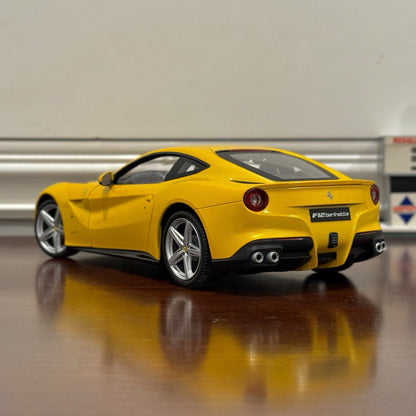 Hot Wheels Elite Ferrari F12 Giallo-Modena Yellow 1/18 Scale Diecast Model Car | Limited Edition - Product Image