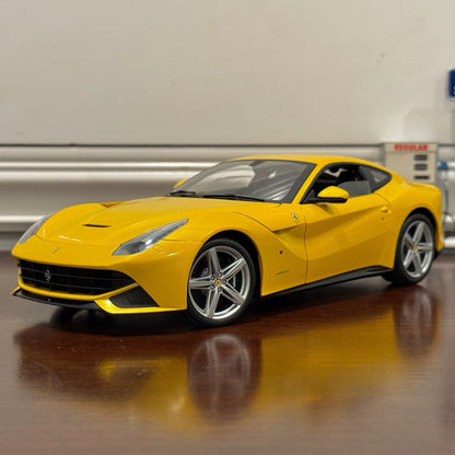 Hot Wheels Elite Ferrari F12 Giallo-Modena Yellow 1/18 Scale Diecast Model Car | Limited Edition - Product Image