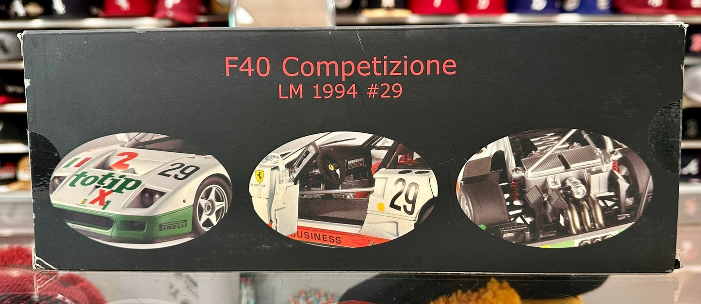 Hot Wheels Elite Ferrari F40 Competizione '#29) Totip Le Mans 24hr' 1/18 Scale Diecast Model Car | New - Product Image