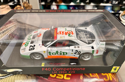 Hot Wheels Elite Ferrari F40 Competizione '#29) Totip Le Mans 24hr' 1/18 Scale Diecast Model Car | New - Product Image