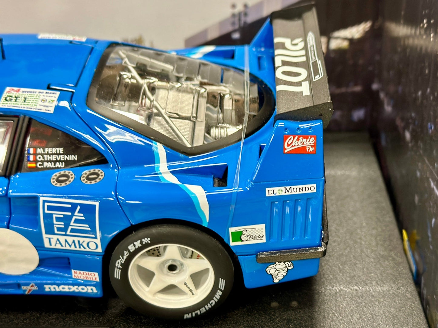 Hot Wheels Elite Ferrari F40 Competizione 'Pilot Edition' Blue 1/18 Scale Diecast Model Car | Limited Edition - Product Image