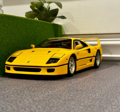 Hot Wheels Elite Ferrari F40 Yellow 1/18 Scale Diecast Model Car | Limited Edition - Product Image