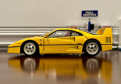 Hot Wheels Elite Ferrari F40 Yellow 1/18 Scale Diecast Model Car | Limited Edition - Product Image