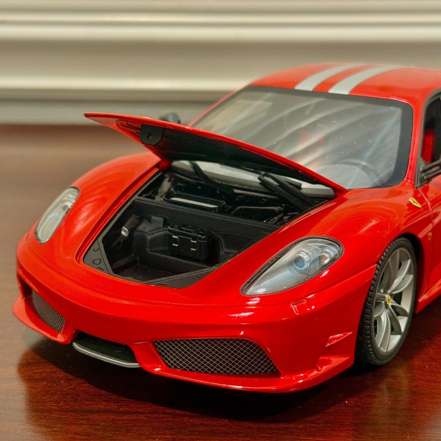 Hot Wheels Elite Ferrari F430 Scuderia Red w/ Silver Stripes 1/18 Scale Diecast Model Car | Limited Edition - Product Image