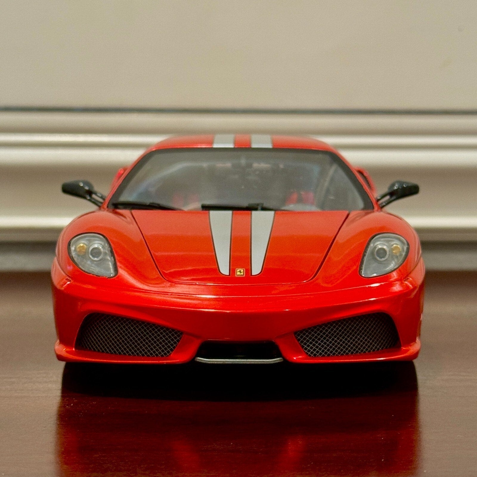 Hot Wheels Elite Ferrari F430 Scuderia Red w/ Silver Stripes 1/18 Scale Diecast Model Car | Limited Edition - Product Image