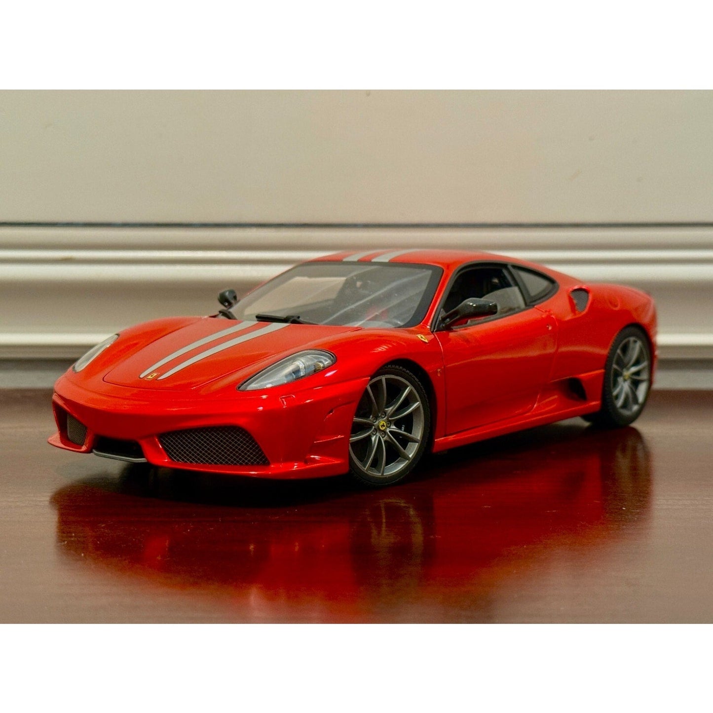 Hot Wheels Elite Ferrari F430 Scuderia Red w/ Silver Stripes 1/18 Scale Diecast Model Car | Limited Edition - Product Image