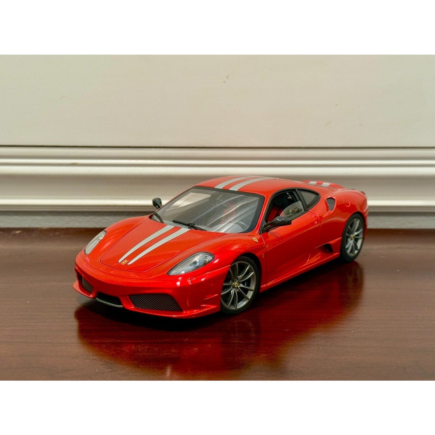 Hot Wheels Elite Ferrari F430 Scuderia Red w/ Silver Stripes 1/18 Scale Diecast Model Car | Limited Edition - Product Image