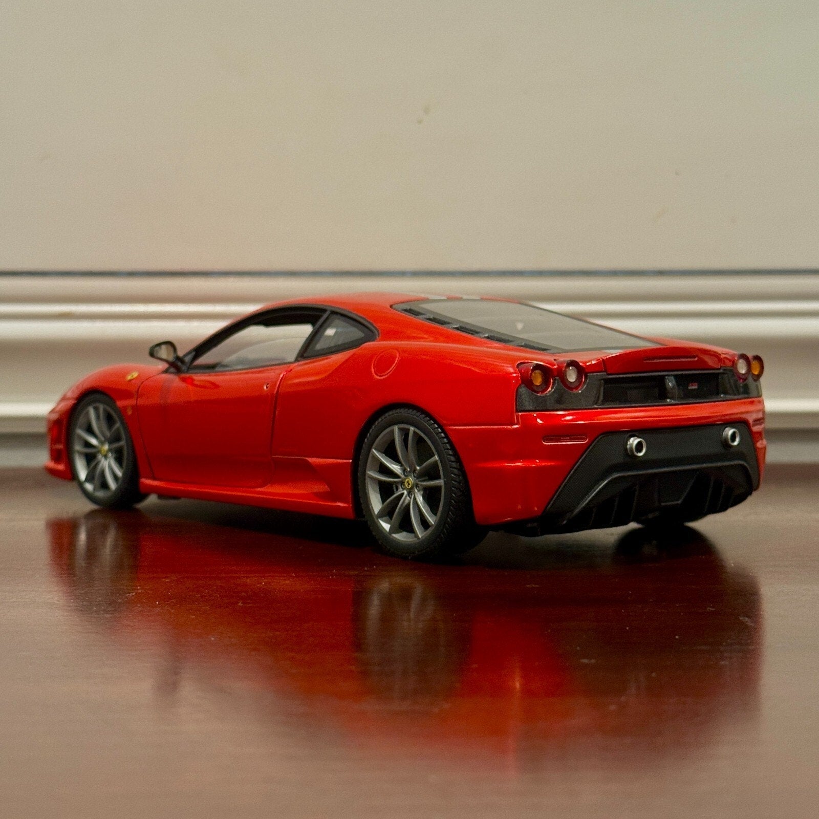 Hot Wheels Elite Ferrari F430 Scuderia Red w/ Silver Stripes 1/18 Scale Diecast Model Car | Limited Edition - Product Image
