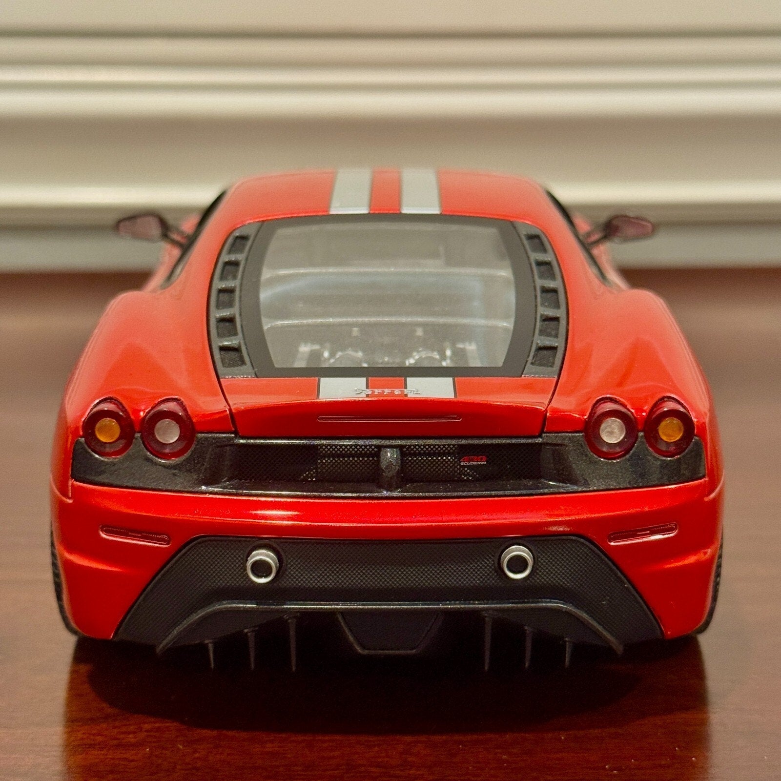 Hot Wheels Elite Ferrari F430 Scuderia Red w/ Silver Stripes 1/18 Scale Diecast Model Car | Limited Edition - Product Image