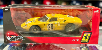 Hot Wheels Ferrari 250 LM '#26 After Race' Yellow 1/18 Scale Diecast Model Car | New - Product Image