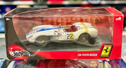Hot Wheels Ferrari 250 TR Testarossa '#22 After Race' White 1/18 Scale Diecast Model Car | New - Product Image