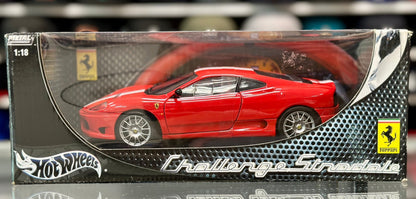 Hot Wheels Ferrari 360 Challenge Stradale Red w/ White Stripes 1/18 Scale Diecast Model Car | New - Product Image