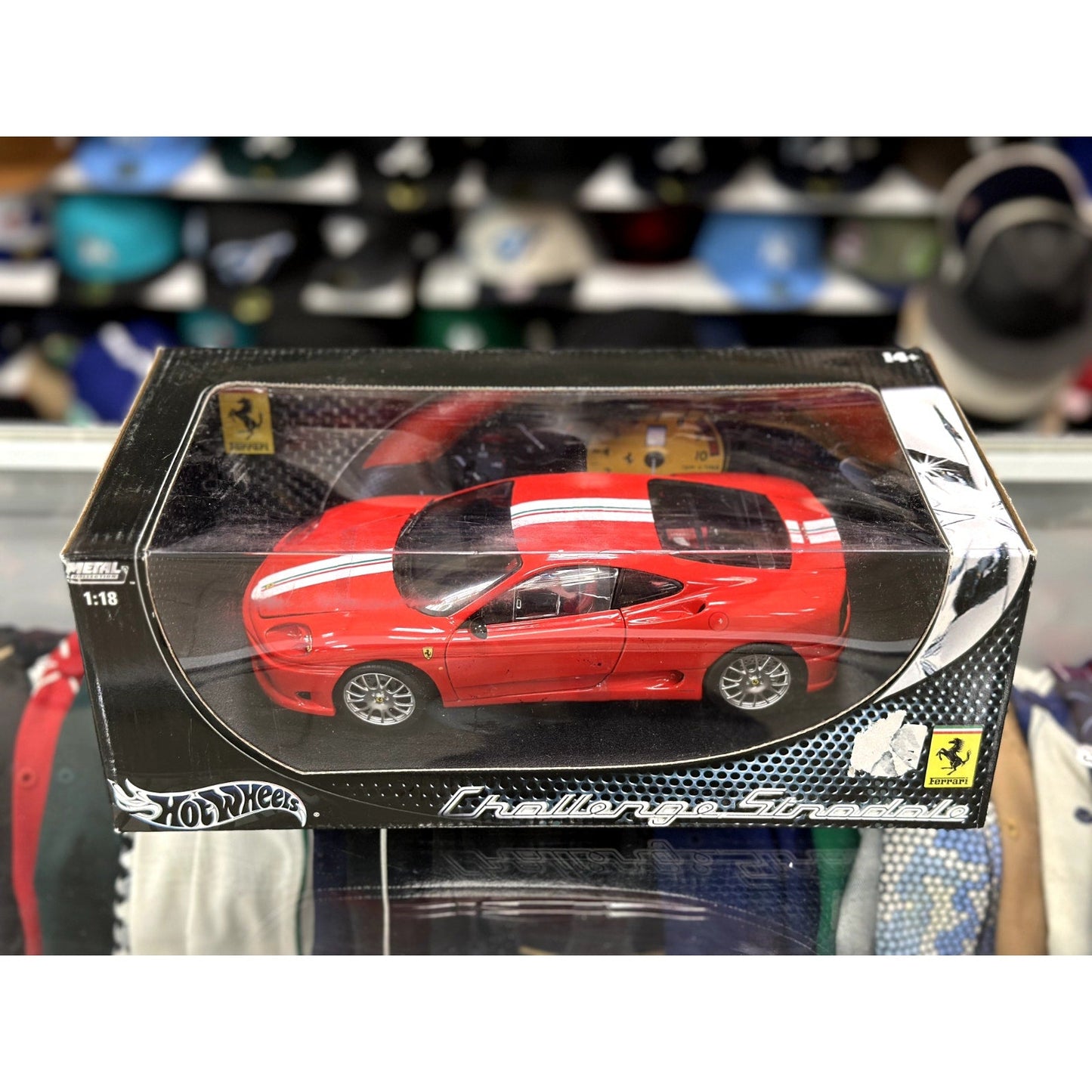 Hot Wheels Ferrari 360 Challenge Stradale Red w/ White Stripes 1/18 Scale Diecast Model Car | New - Product Image