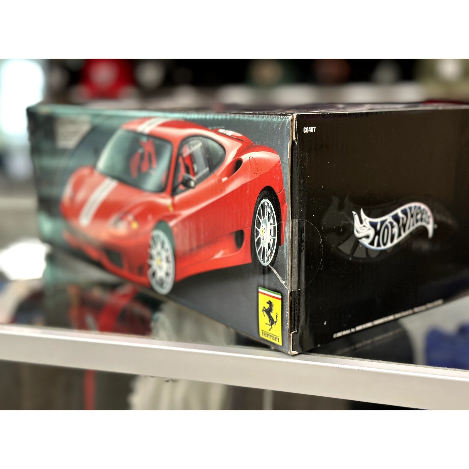 Hot Wheels Ferrari 360 Challenge Stradale Red w/ White Stripes 1/18 Scale Diecast Model Car | New - Product Image
