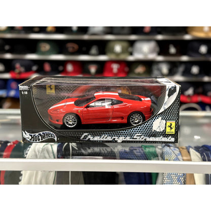 Hot Wheels Ferrari 360 Challenge Stradale Red w/ White Stripes 1/18 Scale Diecast Model Car | New - Product Image