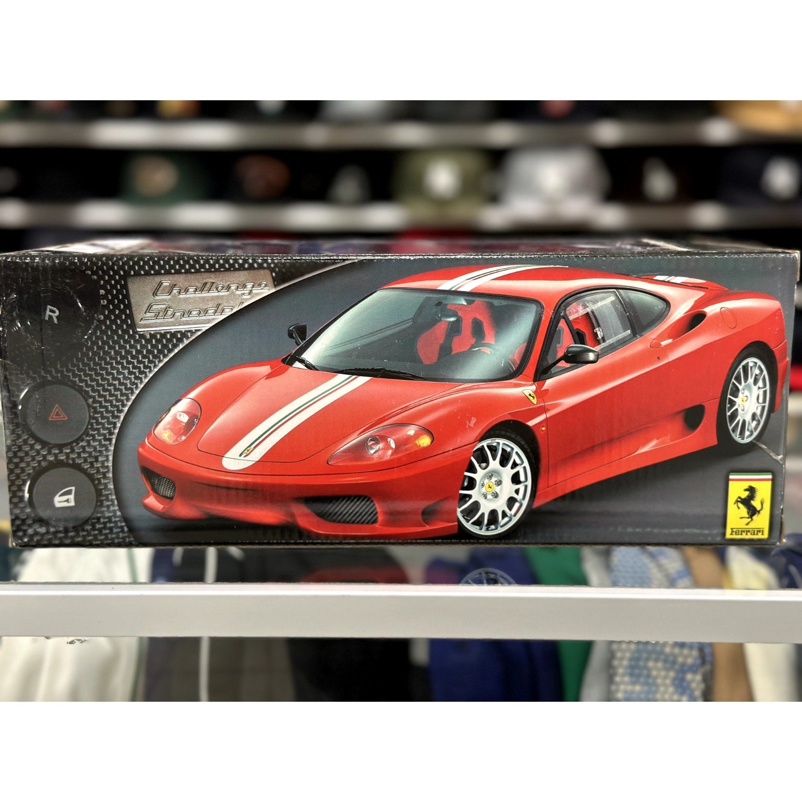 Hot Wheels Ferrari 360 Challenge Stradale Red w/ White Stripes 1/18 Scale Diecast Model Car | New - Product Image