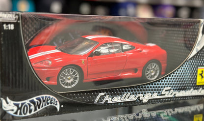 Hot Wheels Ferrari 360 Challenge Stradale Red w/ White Stripes 1/18 Scale Diecast Model Car | New - Product Image