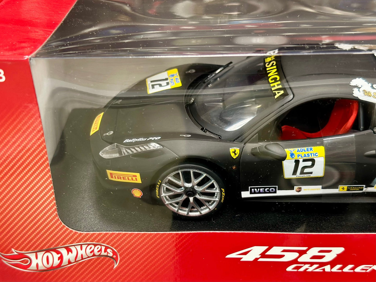 Hot Wheels Ferrari 458 Challenge Black 1/18 Scale Diecast Model Car | New - Product Image