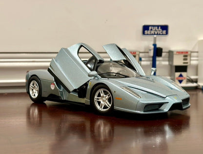 Hot Wheels Ferrari Enzo Silver 1/18 Scale Diecast Model Car | Limited Edition - Product Image